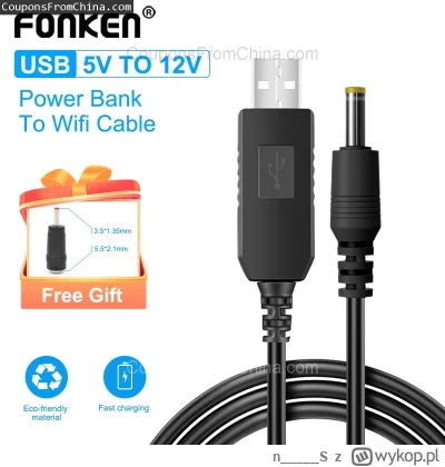 n____S - Fonken WiFi to Powerbank Cable DC 5V to 12V/9V
Cena: $1.83 (dotąd najniższa ...