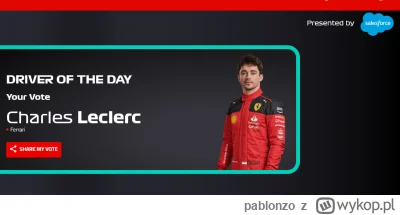 pablonzo - https://www.formula1.com/en/vote.html
Perez kierowca dnia?! WTF! Na Lecler...