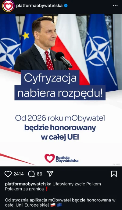 d4wid - Właśnie się dowiedziałem z instagrama Sikorskiego, że mObywatel będzie honoro...