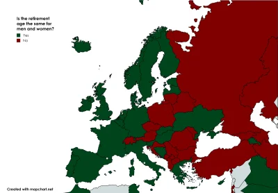 pogop - Kraje europejskie z równym wiekiem emerytalnym dla mężczyzn i kobiet (na ziel...