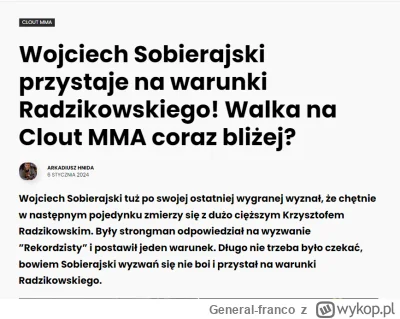 General-franco - Wojtek "Rekordzista" Sobierajski zgodził się na warunki Radzikowskie...