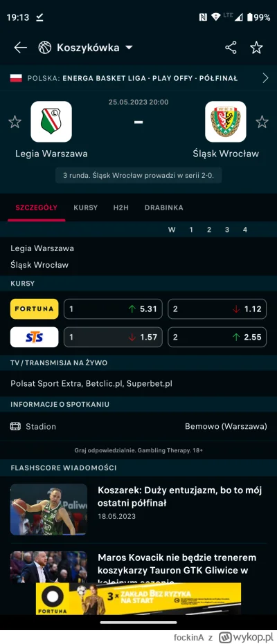 fockinA - #bukmacherka jeżeli kursy są nadal aktualne to jest surebet na plk