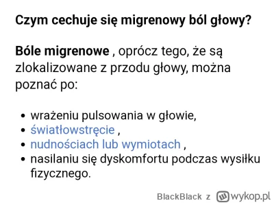 BlackBlack - Mam 26 lat i wczoraj pierwszy raz w życiu miałem migrenę. Ból nie do zni...