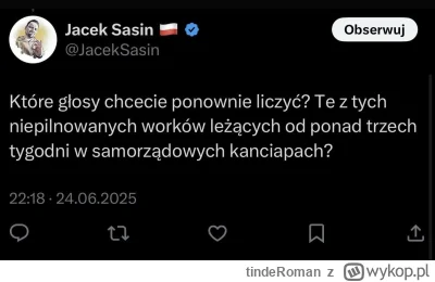 tindeRoman - Wybory: dosłownie posiadają protokół, według którego zaplombowane worki ...