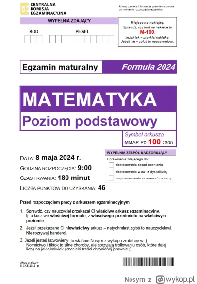 Nosyrn - Matematyka 2024 ( ͡° ͜ʖ ͡°)

#matura #matura2024