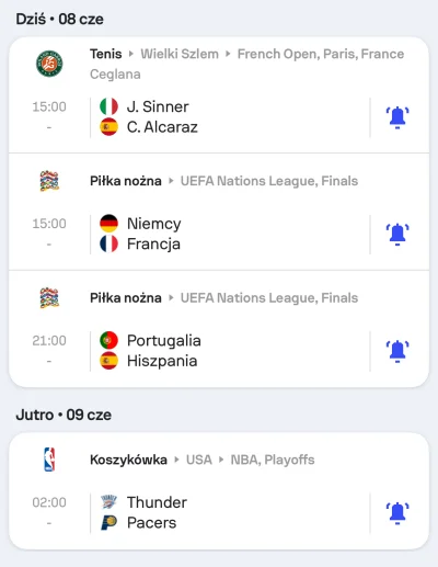 ice-numero-cinq - #tenis #mecz #liganarodow #nba #koszykowka Moja rozpiska na dzisiaj...