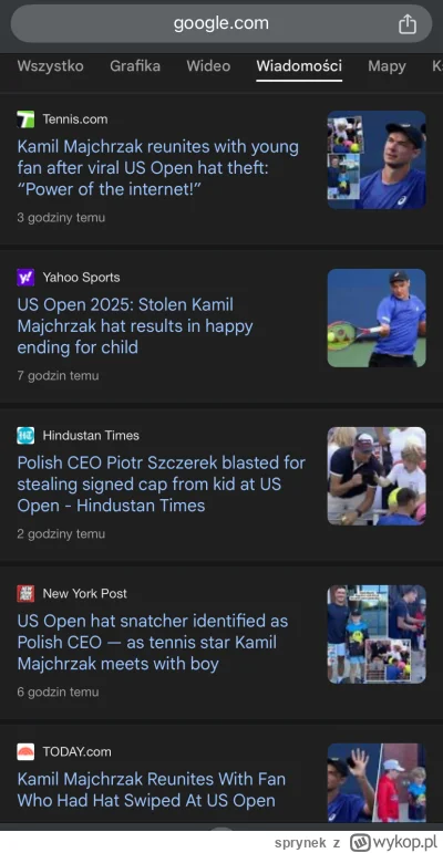 sprynek - Ale to pięknie poszło na cały świat. Nawet pajeety o tym piszą.
#tenis #spo...