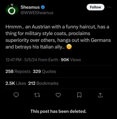 Wikariush - Poniżej usunięty tweet Sheamusa xDD #wwe
