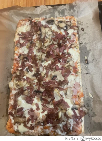Kref3x - #przegryw  pizza familijna z kerfur na sterydianach boczek cebula ser i piec...