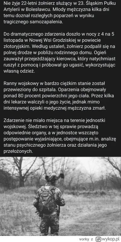 vorky - Źle się dzieje w tej naszej armii w ostatnim czasie  szkoda młodego człowieka...