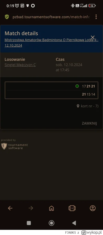 F3NIK5 - Wczoraj grałem swój drugi turniej w badmintona i dostałem się do ćwierćfinał...