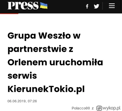 Polacco00 - @Polacco00 

Grupa Orlen i weszło uruchomili serwis KierunekTokio w 2019 ...