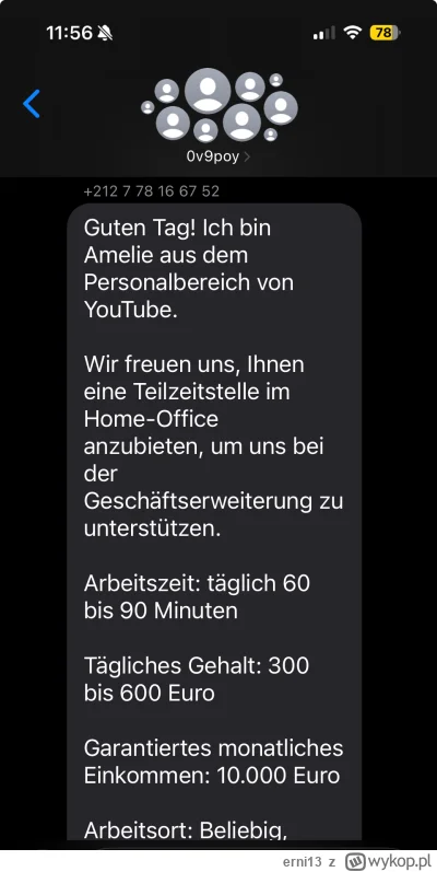 erni13 - Dostałem ofertę pracy z YT. 1.5h dziennie, homeoffice, i gwarantowane 10k€ m...