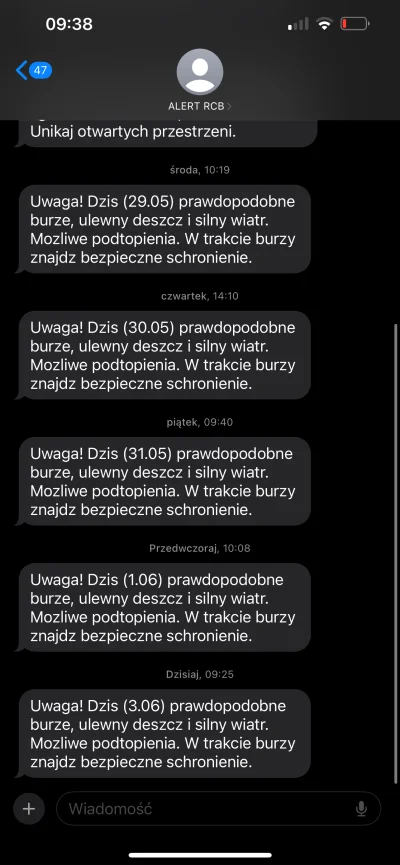 sznioo - U mnie jeszcze żadnej konkretnej burzy nie było przez ostatnie 7 powiadomień...