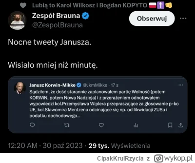 CipakKrulRzycia - #korwin #polityka #bekazkonfederacji kochajmy tweety, tak szybko zn...