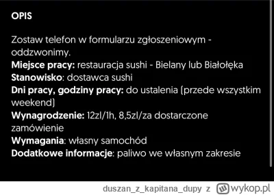 duszanzkapitana_dupy - Co myślicie o takim ogłoszeniu o pracę? Widziałem dyskusję na ...