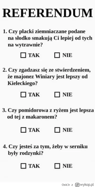 Osk3r - Prawdziwe referendum powinno zawierać pytania dotyczące kluczowych kwestii dl...