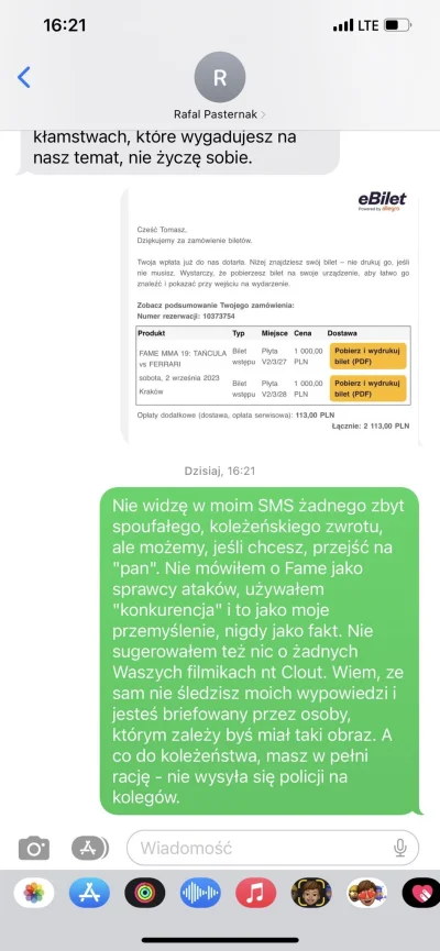 CeZ_ - Szalony pisze "Skoro lecimy z prywatnymi wiadomościami" pisze SMSa o 16:21 i w...