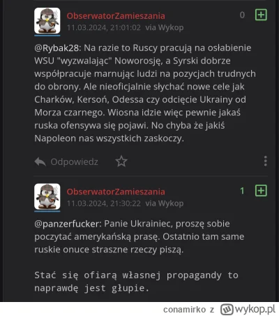 conamirko - >Interesuje mnie tylko interes Polski

@ObserwatorZamieszania: