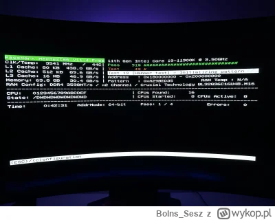 Bolns_Sesz - Siema. Odpaliłem sobie pierwszy raz memtest86. Zauważyłem że licznik cza...