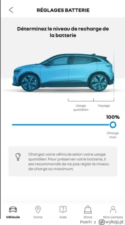 PiotrFr - Mówiłem wczoraj że aplikacja MyRenault jest do kitu. Teraz dodali możliwość...
