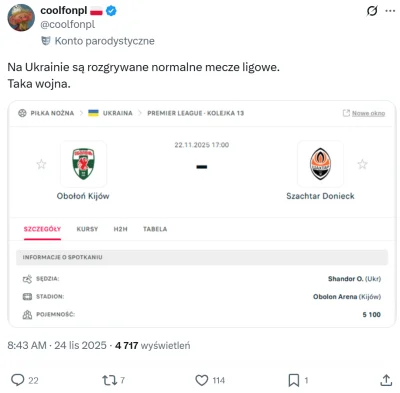 splinter96 - wojny nie ma, bo niektóry Ukraińcy grają w piłkę
#polityka #bekazprawako...