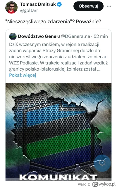 waro - Już zmienili, ale pierwotnie napisali, że doszło do "nieszczęśliwego zdarzenia...