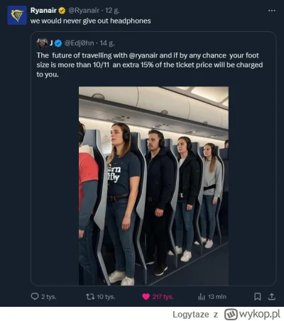 Logytaze - Mam taką teorię, że sociale Ryanaira prowadzi gość od Tygodnika NIE. Dobry...