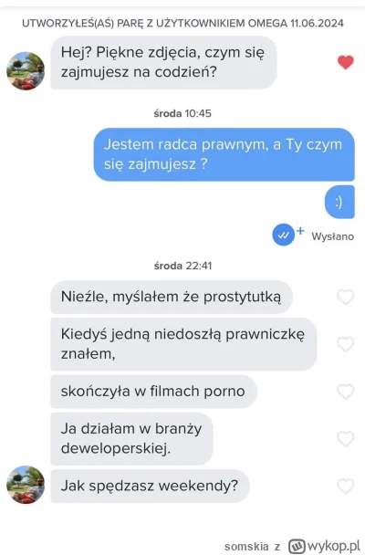 somskia - Płynne przejście między tematami xD #gownowpis #tinder #niemoje #heheszki