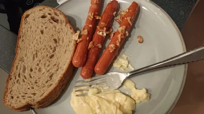 tereska-kaczmek - Kiełbaski z czosnkiem i majonezem #przegryw