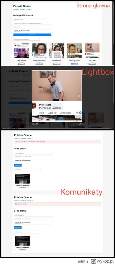 adi0 - Siema Mirki. 
Stworzyłem stronę gdzie można dodawać profile #polskieonuce  bar...