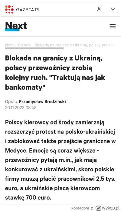 konradpra - #ukraina #polska #transport #spedycja

https://next.gazeta.pl/next/7,1510...