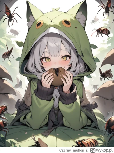 Czarny_muflon - #anime #randomanimeshit  #aiart "Cute girl forced to eat bugs by the ...