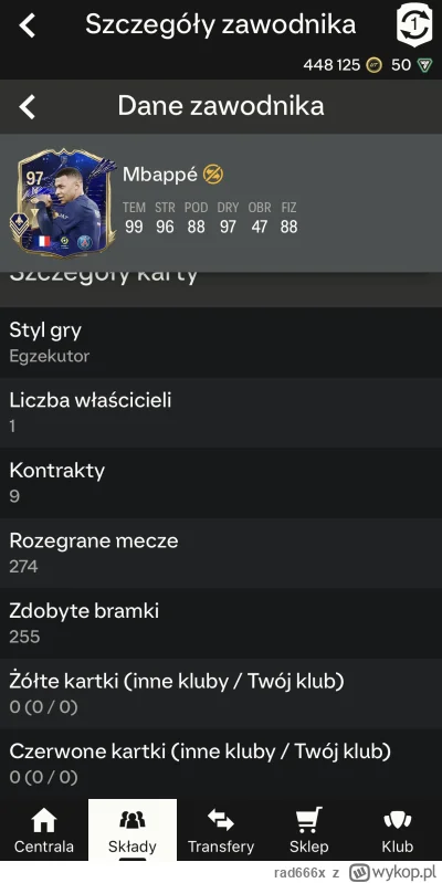 rad666x - #fut niezły ten grajek. Trafiony z 83x5 atakujących. Pierwszy ogólnie toty ...