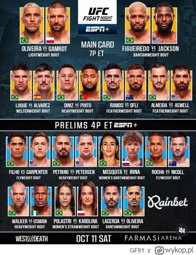 GF91 - #ufc Cześć wszystkim w kolejny piątek przed galą z cyklu Fight Night. W nocy z...