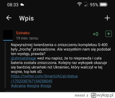 mexxl - @Szinako jednomiesięczne konto ruskiej onucy, która gdzie się da wkleja ten s...