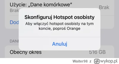 Waiter98 - Zadzwoniłem do Orange i gość powiedział, że oni nie blokują żadnego hotspo...