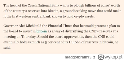 maggotbrain15 - #bitcoin jak to szło? Tylko małe banki centralne chcą kupować bitcoin...