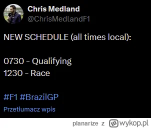 planarize - #f1 Nowy terminarz na jutro. Czyli u nas 11:30 kwalifikacje i 16:30 wyści...