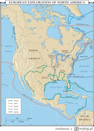 JoeShmoe - Kierunki eksploracji Ameryki Północnej przez Europejczyków wraz z ważnymi ...