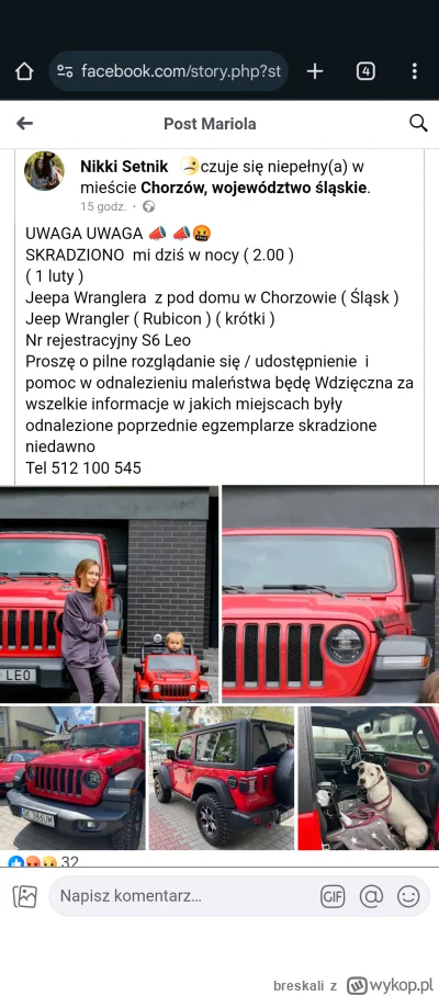 breskali - Może ktoś widział gdzieś zaparkowanego czerwonego Jeepa?
Złodzieje specjal...