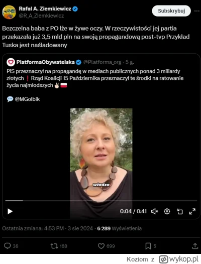 Koziom - I weź tu korzystaj z Twittera jak takie wpisy się przebijają, a druga strona...