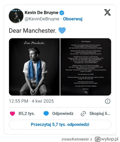 JonasKahnwald - Odchodzi. Ciekawe gdzie zagra.
#mecz #pilkanozna #premierleague