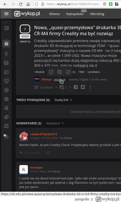 pangolin - #nowywykop #wykop @wykop: 
1. Jestem na na https://wykop.pl/link/7006537/n...