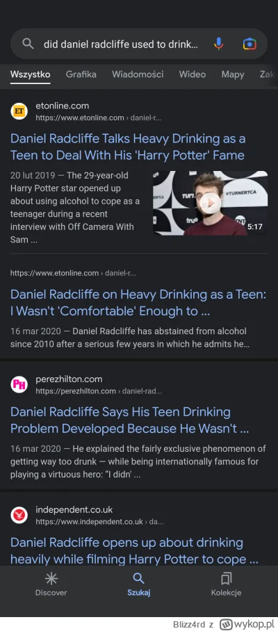Blizz4rd - @Miecz12 skąd info, że 
 a to że później radcliffe zaczął chlać i ćpać, to...