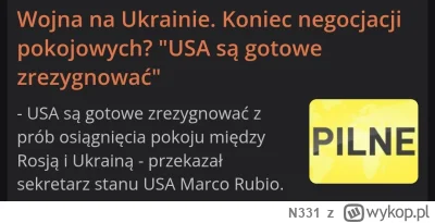N331 - Jest dziwna wiara w USA, że tylko Trump mógłby zakończyć wojnę. Gdy to Europa ...