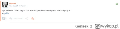 Gensek - Ja tylko chciałem przypomnieć komu zawdzięczacie wzrosty na Orlenie. 
#gield...