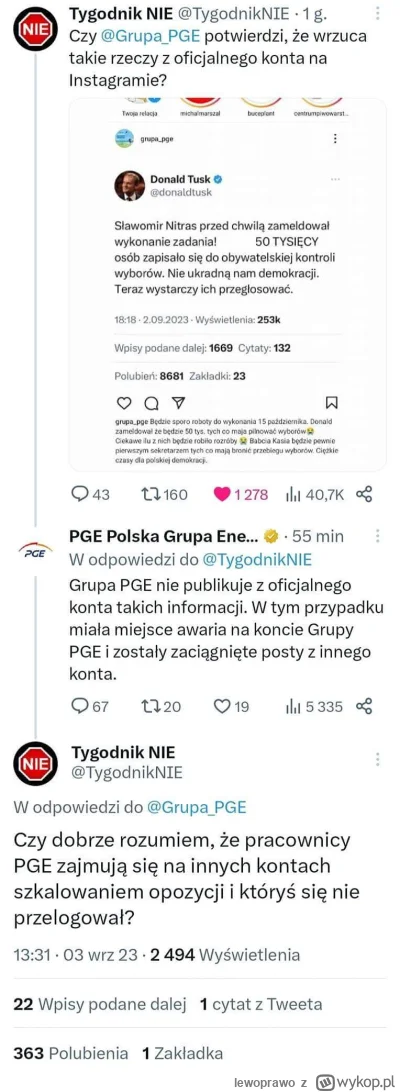 lewoprawo - Admin oficjalnego twitterowego konta PGE dorabia jako pisowski troll, ale...