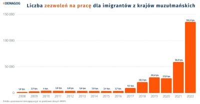 ab6661 - Liczba zezwoleń na pracę wydanych przez Polskę dla imigrantów z krajów muzuł...