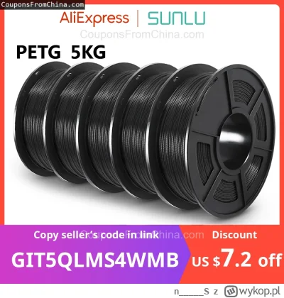n____S - ❗ SUNLU PETG 3D Printer Filament 5kg [EU]
〽️ Cena: 39.36 USD
➡️ Sklep: Aliex...
